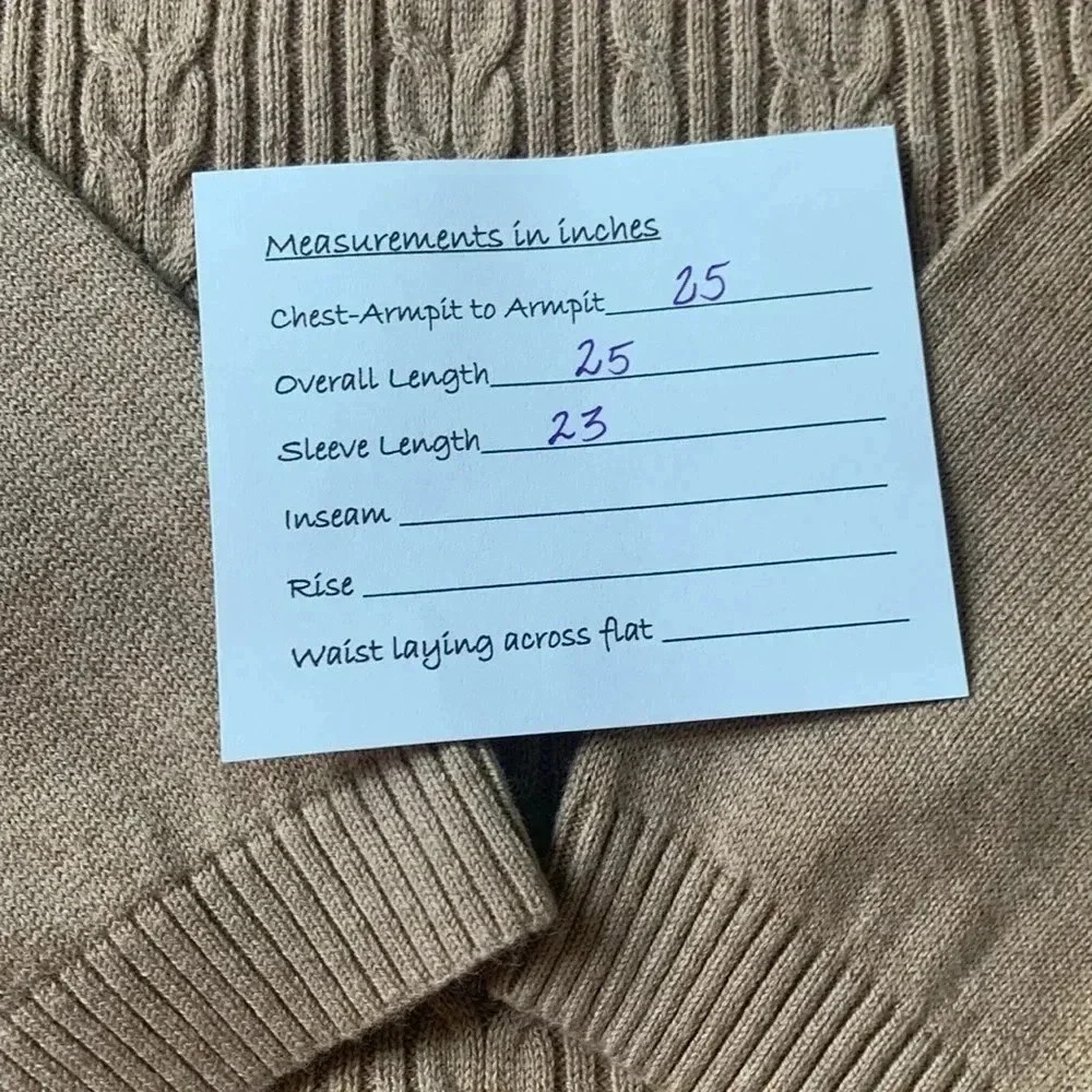 Talbots Camel Cotton V-Neck Sweater - Picture 5 of 5